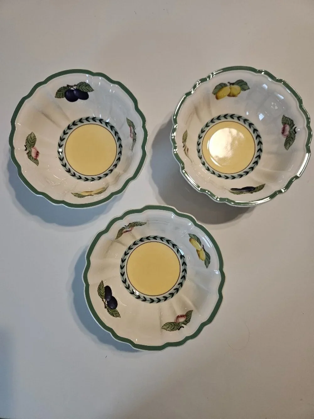 3 Villeroy & Boch French Garden  Fluted Porcelain Bowls